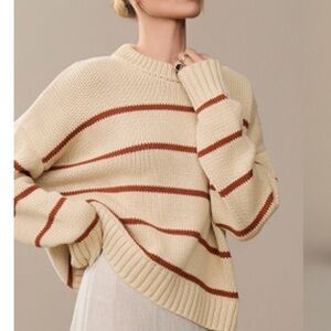 Jenni Kayne Cream and Brown Striped Sweater
